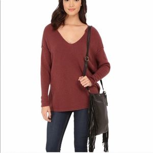 FREE PEOPLE Womens Softly Vee Tunic Wool Blend Sweater Medium Top V-Neck